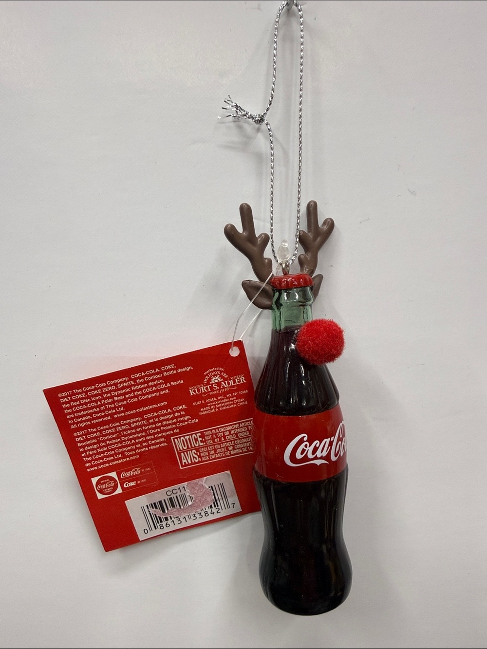 Coca Cola Red and Brown Reindeer Bottle Ornament